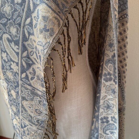 Beautiful Light Blue and Silver Metallic Scarf Wrap - Picture 7 of 7